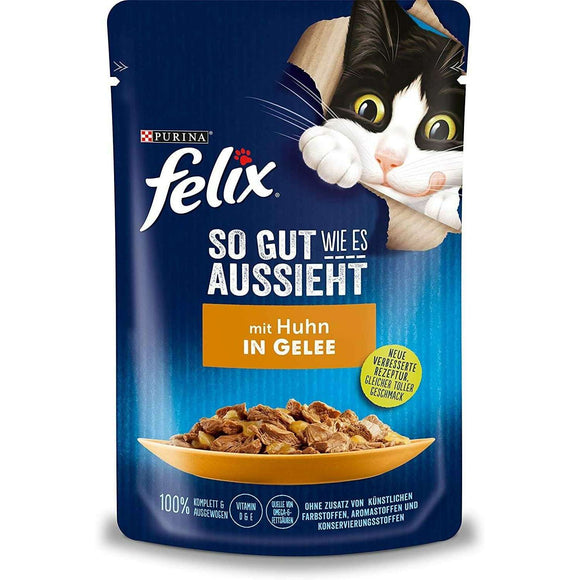 Spar King-Felix Adult So gut wie es aussieht Huhn in Gelee Katzen Nassfutter 24 x 85 g
