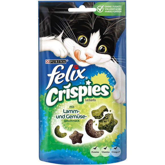 Spar King-Felix Crispies Lamm Gemüse Katzensnack Katzenleckerlis 8 x 45 g 8er Pack