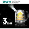 Spar King-Aigostar Wasserkocher Edelstahl 3000 Watt 1,2 Liter Schnellkochfunktion Silber