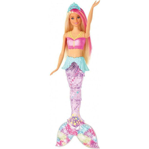 Spar King-Barbie GFL82 - Dreamtopia Glitzerlicht Meerjungfrau mit blonden Haaren Flosse