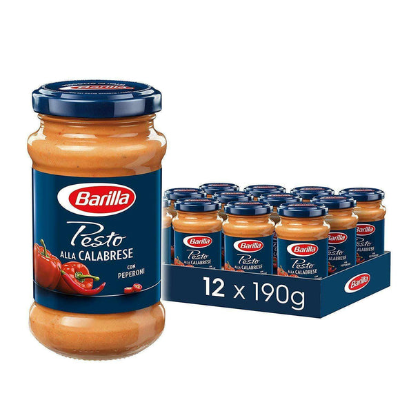 Spar King-Barilla Pesto Alla Calabrese Sauce Peperoni Teigwaren Nudeln 12 x 190g 12er Pack