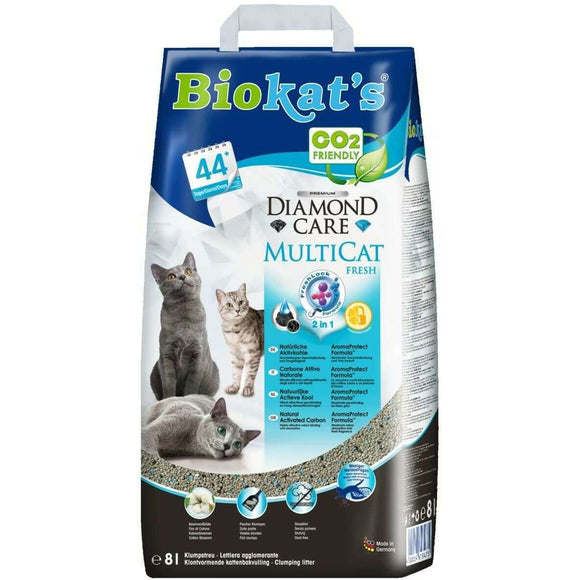 Spar King-Biokats Diamond Care Multicat Fresh Katzenstreu Mit Blossom Duft Klumpstreu 8 L