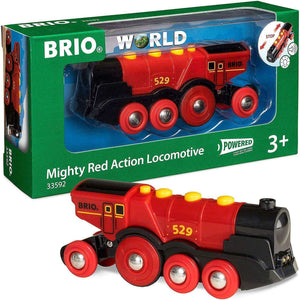 Spar King-BRIO World 33592 Rote Lola elektrische Lokomotive Holzeisenbahn Licht Sound