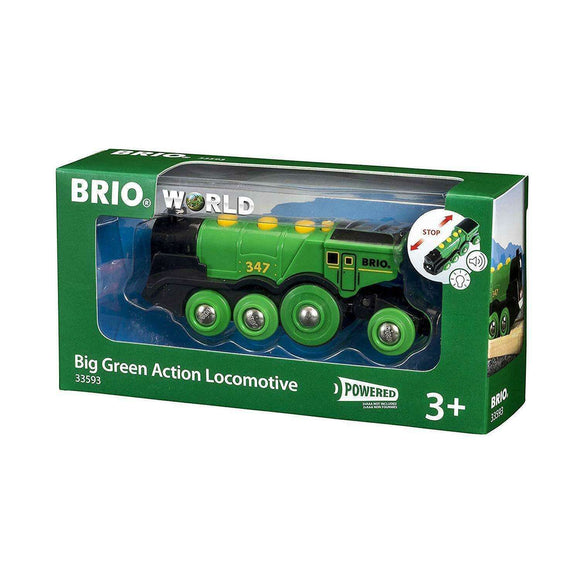 Spar King-BRIO World 33593 Grüner Gustav elektrische Lokomotive Licht Sound Spielzeug