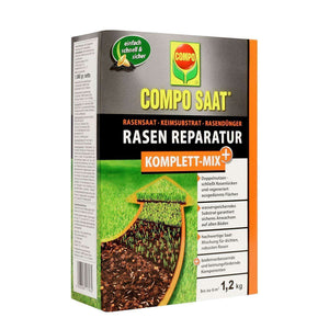 Spar King-COMPO SAAT Rasen Reparatur Komplett-Mix+ Rasensaat Keimsubstrat Dünger 1,2 kg