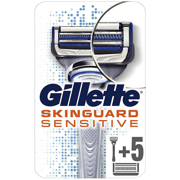 Spar King-Gillette SkinGuard Sensitive Rasierer + 5 Rasierklingen Für Empfindliche Haut