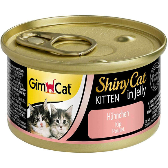 Spar King-GimCat ShinyCat Kitten in Jelly Hühnchen Gelee Katzenfutter Nassfutter 24 x 70 g