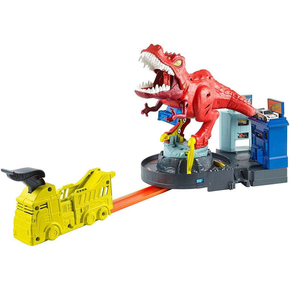 Spar King-Hot Wheels GFH88 City T-Rex Attacke Dinosaurier Trackset Spielset ab 5 Jahren