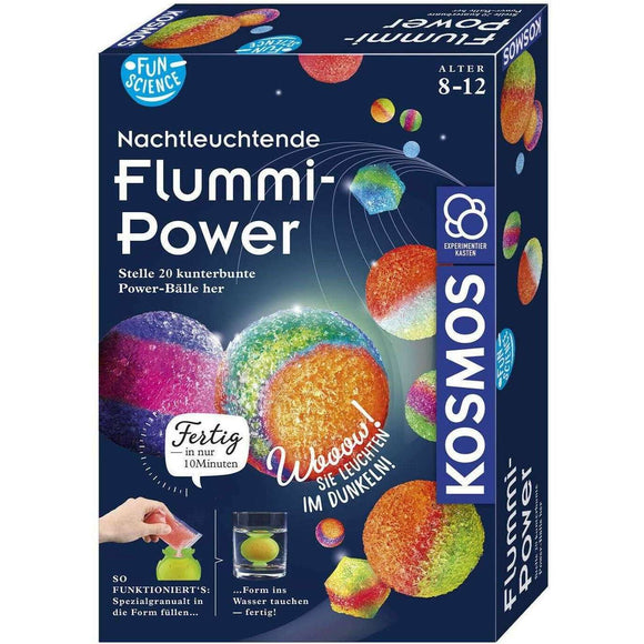 Spar King-KOSMOS 654108 Fun Science Nachtleuchtende Flummi-Power Experimentierset 9 Farben