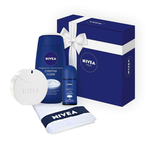 Spar King-NIVEA Pflegeset Geschenkset Duschgel Handtuch Parfum Deo Roll-On Damen Frauen