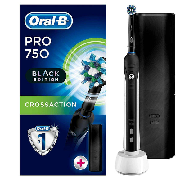 Spar King-Oral-B Pro 750 Elektrische Zahnbürste Black Edition Bonus Reise-Etui schwarz