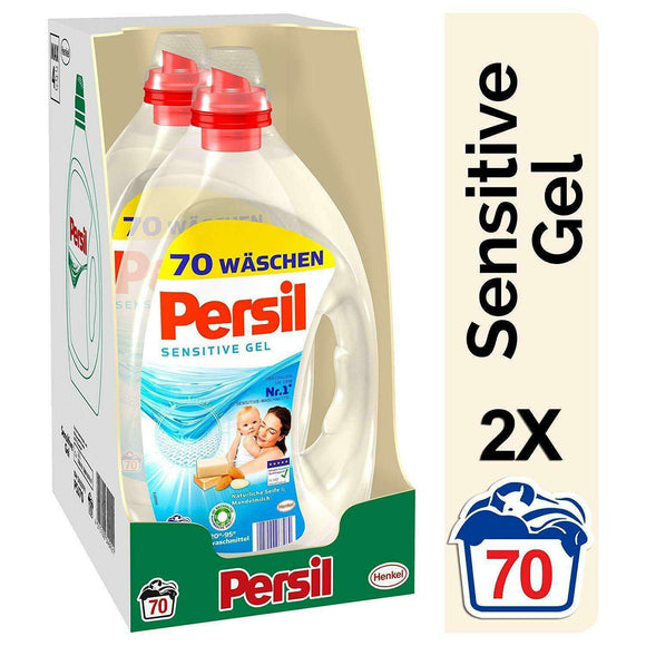 Spar King-Persil Sensitive Gel Flüssigwaschmittel Tiefenrein 2 x 70 Waschladungen 2er Pack