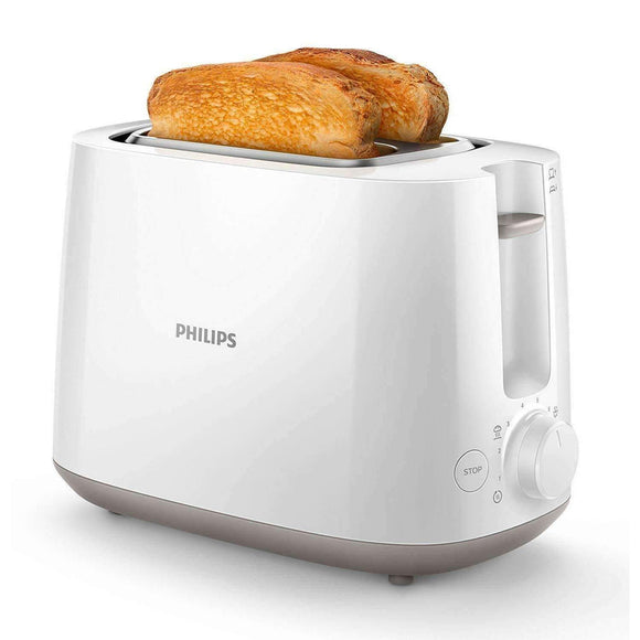 Spar King-Philips HD2581 Toaster Brötchenaufsatz 8 Bräunungsstufen auftauen 830 Watt weiß