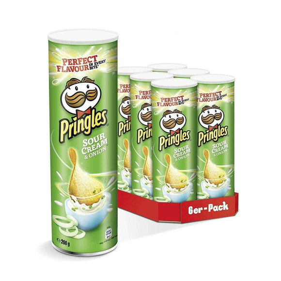 Spar King-Pringles Sour Cream & Onion Chips Knabbern Naschen Party 6 x 200g 6er Pack