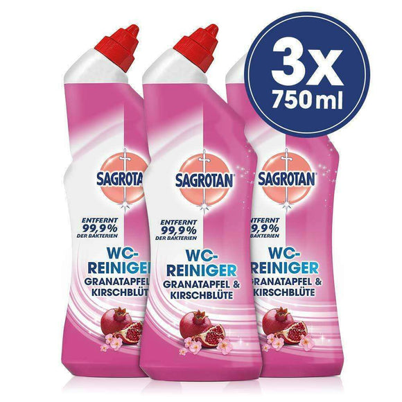 Spar King-Sagrotan WC-Reiniger Granatapfel & Kirschblüte Bad Reinigungsmittel 3 x 750 ml