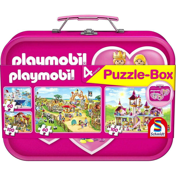 Spar King-Schmidt Spiele 56498 Playmobil 4er Puzzle-Box Kinderpuzzle im Metallkoffer