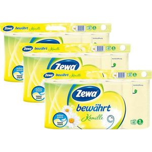 Spar King-Zewa bewährt Kamille Toilettenpapier gelb 3-lagig 3 x 16 Rollen 3er Pack